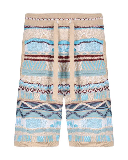 Laneus Blue Knitted Jacquard Shorts for men