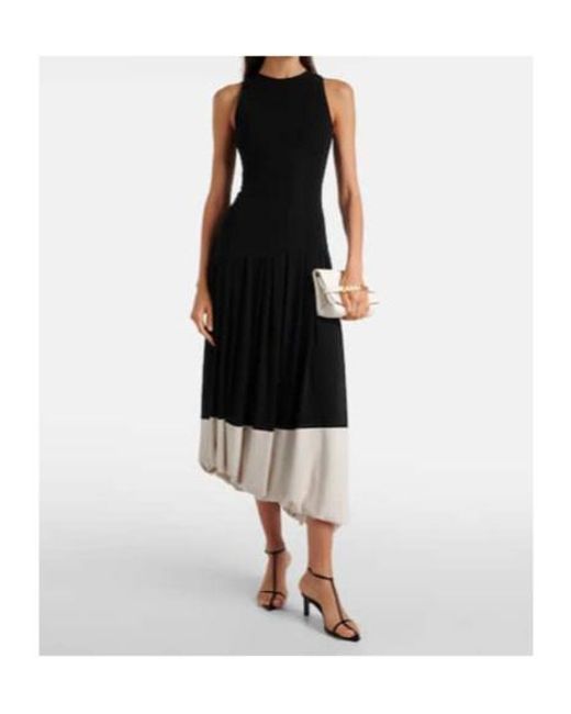 Victoria Beckham Black Colorblocked Jersey Midi Dress
