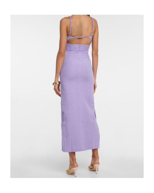 Christopher Esber Purple Pleated Cutout Dress