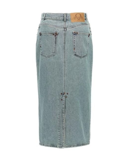 Moschino Blue Denim Midi Skirt