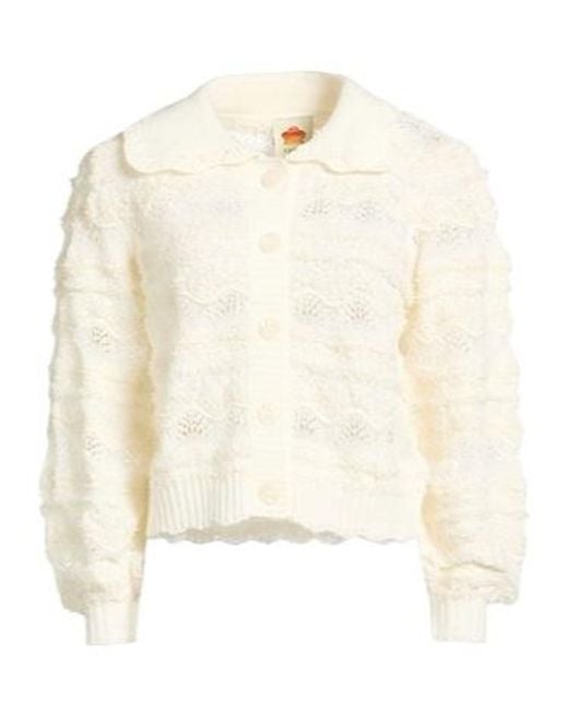 Farm Rio White Solid-Color Lightweight Knitted Sweater