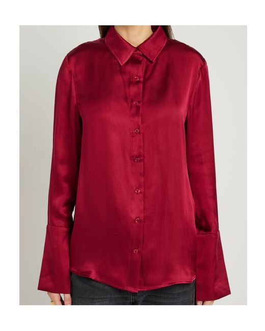 Anine Bing Red Amanda Silk-Blend Shirt