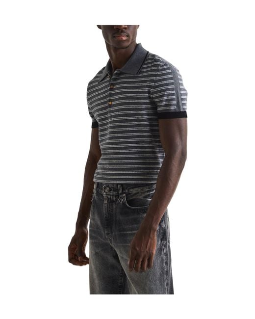 Versace Gray Striped Polo Shirt for men