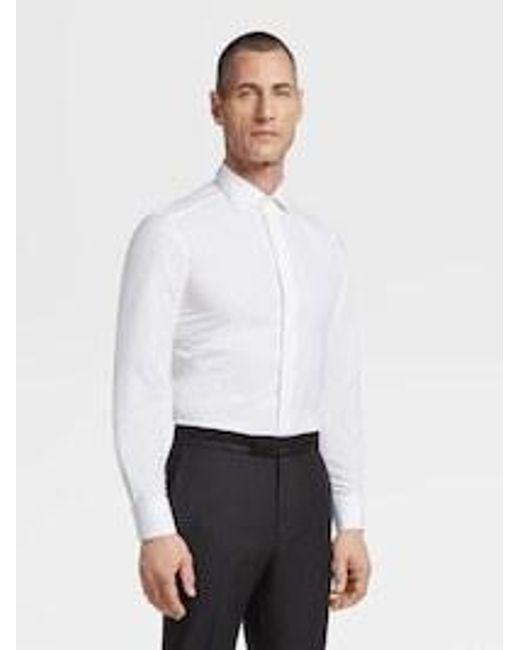 Zegna White Trofeo Long-Sleeved Shirt for men