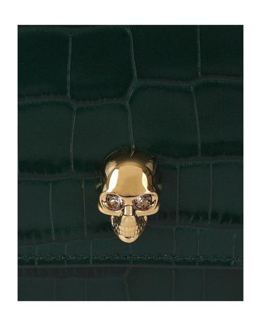 McQueen Green Top Handle Skull Bag