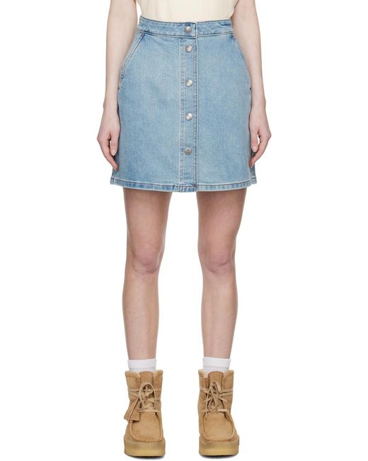 A.P.C. Blue Buttoned Denim Mini Skirt