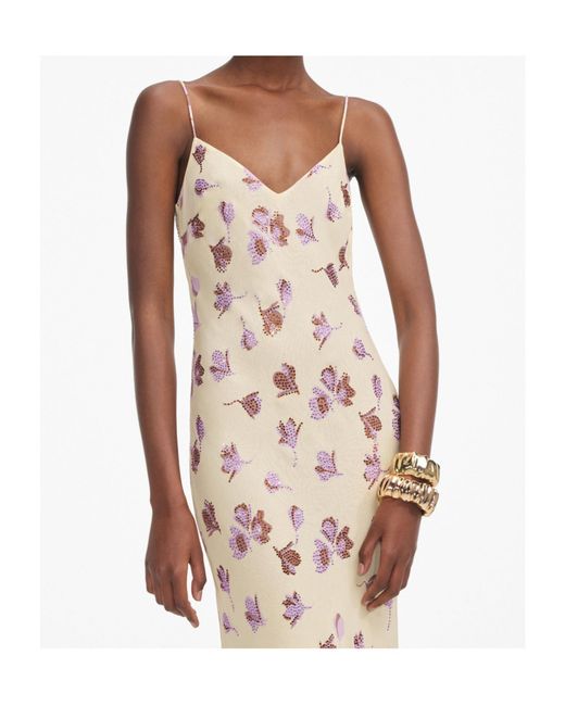Self-Portrait Metallic Floral-Print Rhinestone Maxi Dress