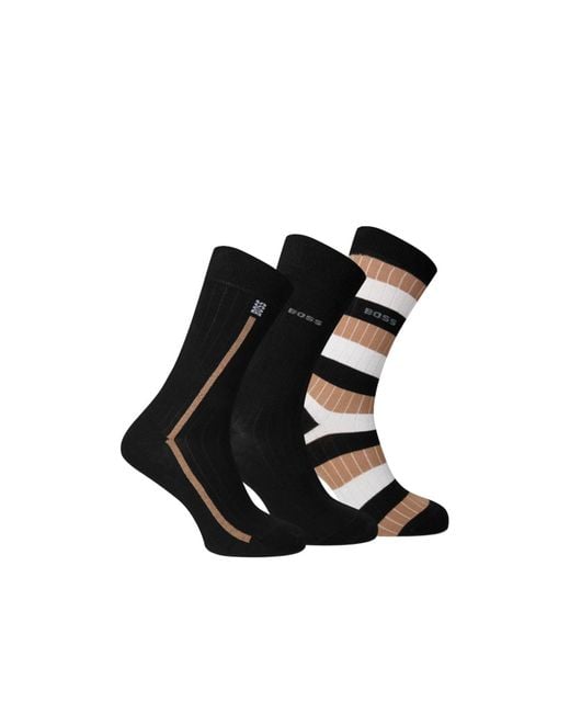 Boss Black Ribbed Socks Accented for men