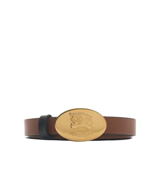 Burberry White Thin Reversible Leather Knight Stamp Belt