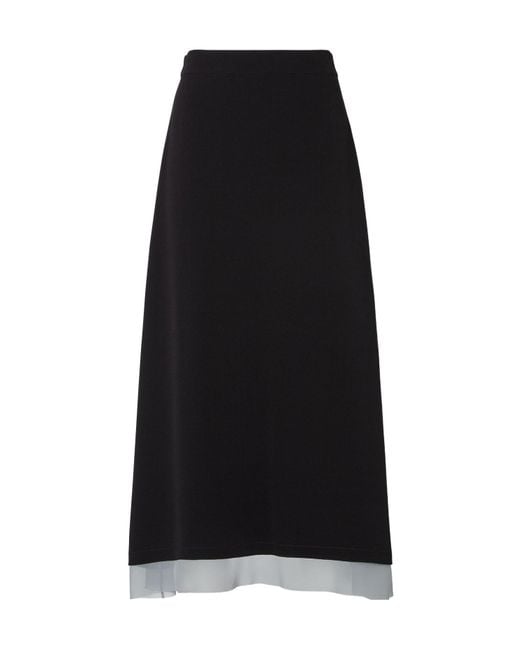 Fendi Black Flared Midi Skirt