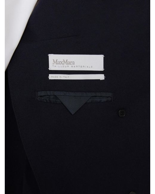 Max Mara Blue Double-Breasted Wool Blazer