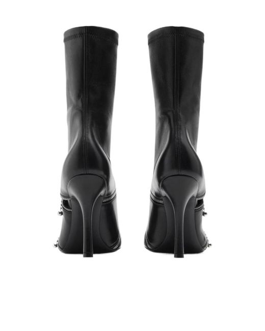 Burberry Black Sleek Leather Ankle Boots For