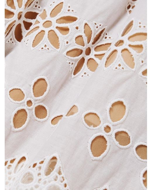 Elie Saab White Broderie Anglaise Straight-Leg Pants