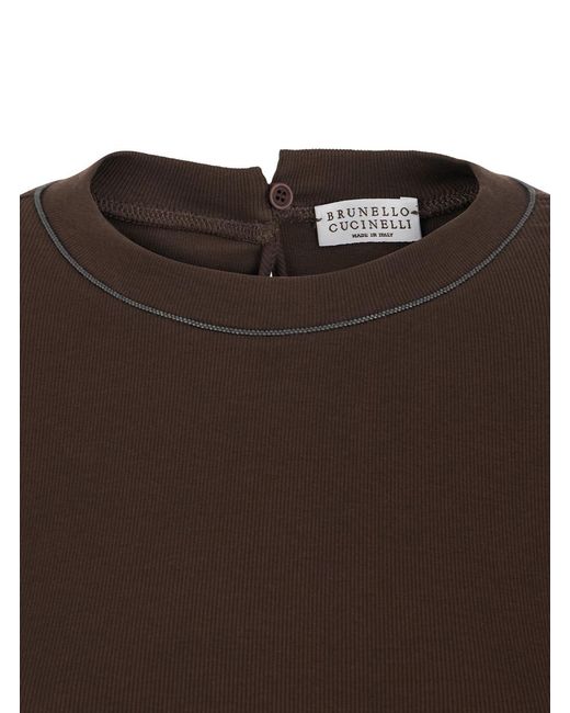 Brunello Cucinelli Brown Embellished Knitted Jumper