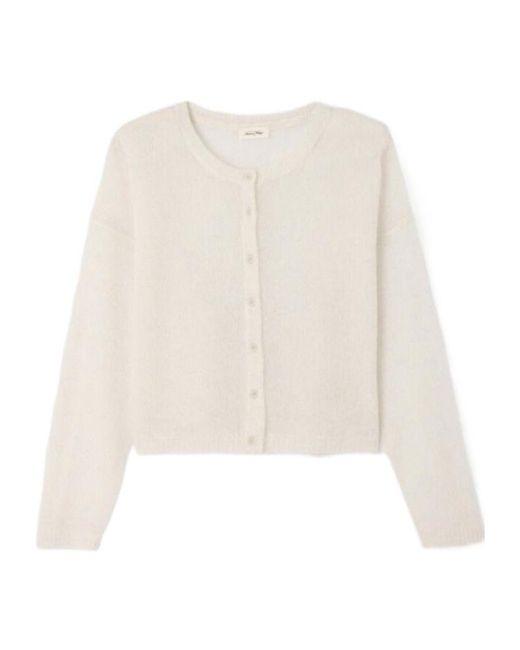 American Vintage White Bodyrow Long-Sleeved Wool Cardigan
