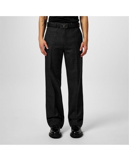 Prada Black Check Trousers for men