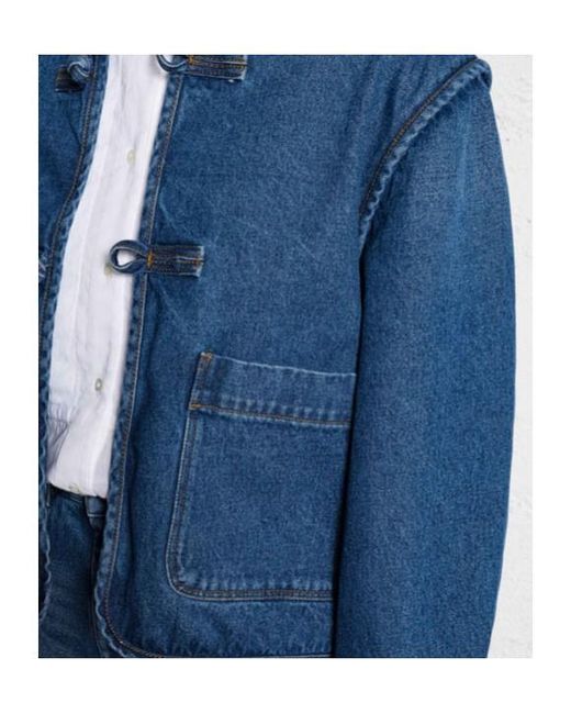 Soeur Blue Straight Cotton Jacket
