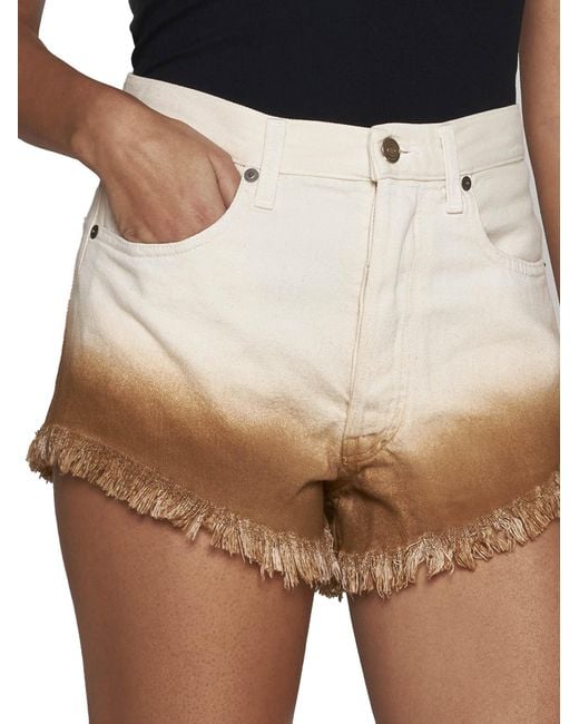 Alanui Women's Natural Fringed Denim Shorts