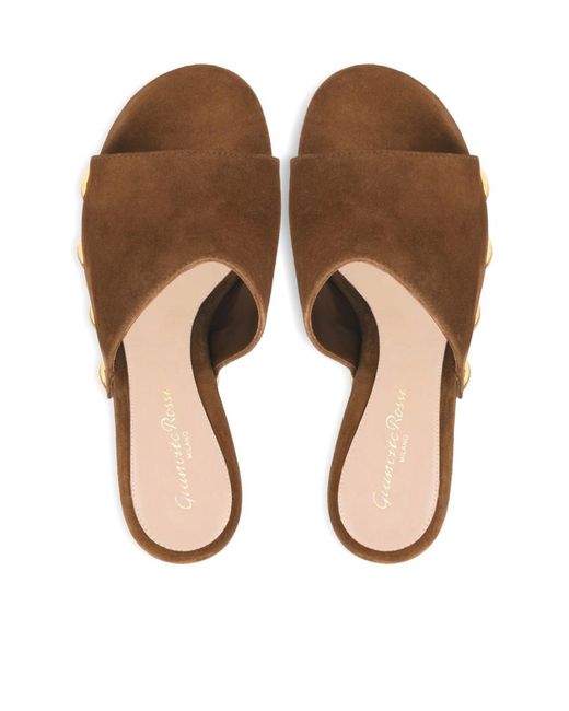 Gianvito Rossi Brown Open Toe Wedge Sandals