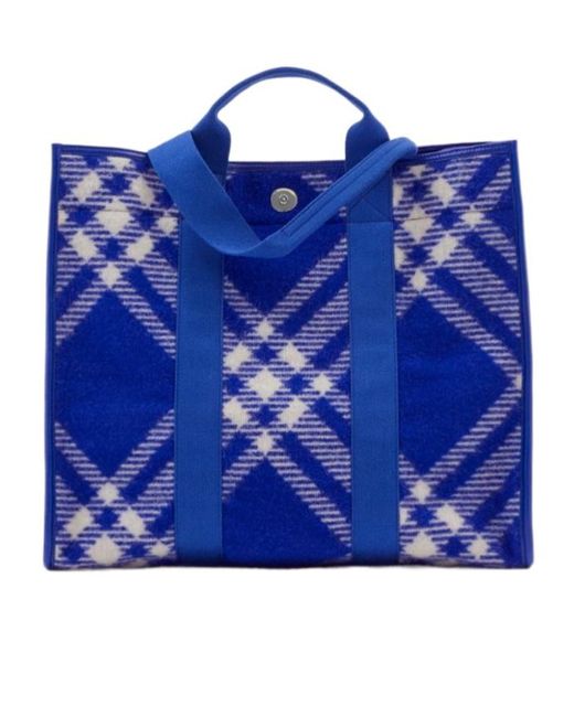 Burberry Blue Check-Pattern Top Handle Bag for men