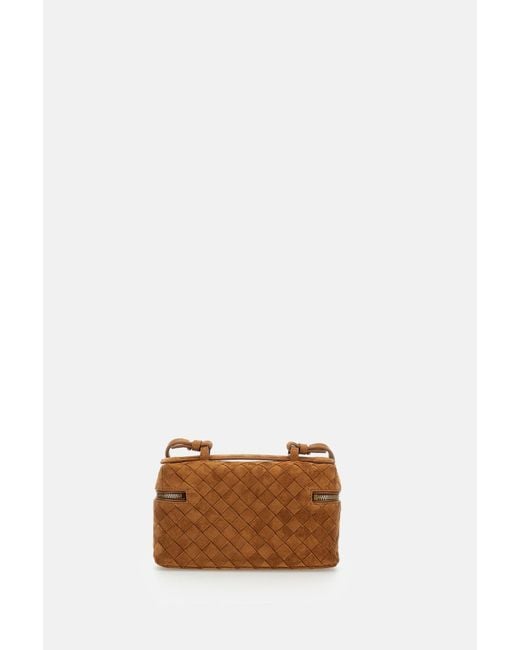 Bottega Veneta Brown Bang Bang Vanity Case Bag Suede