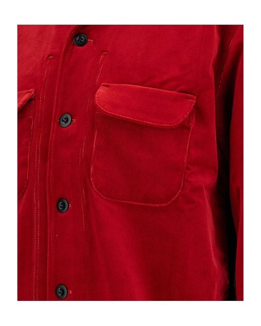Junya Watanabe Red Patched-Velvet Shirt for men