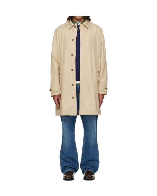 Polo Ralph Lauren Natural Long-Sleeved Collared Trench Coat for men