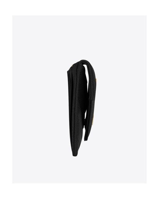 Saint Laurent Black Cassandre Matelassé Fragments Flap Card Case