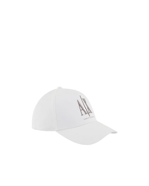ARMANI EXCHANGE White Logo-Embroidered Baseball Cap for men
