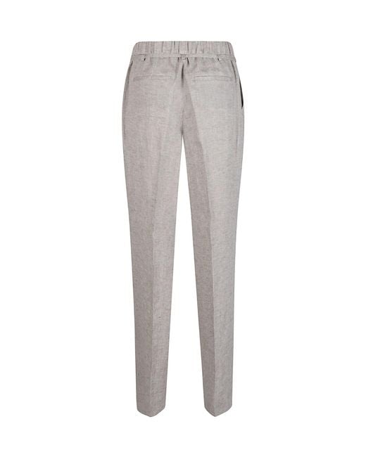 Peserico Gray Pleated Tie-Waist Pants