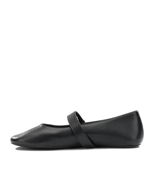 Tory Burch Black Logo-Strap Ballet Flats
