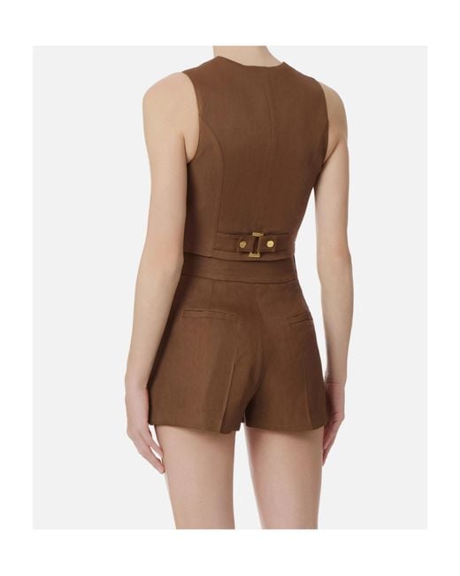 Elisabetta Franchi Brown Crêpe Waistcoat
