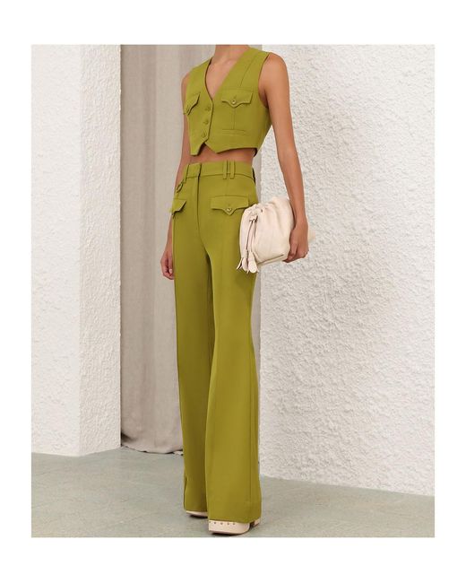 Zimmermann Green Luna Flared Pants