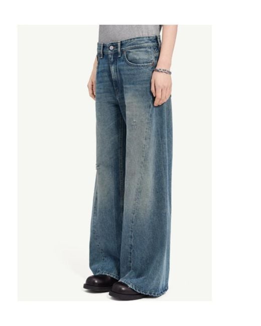 MM6 by Maison Margiela Blue Distressed Wide Leg Jeans
