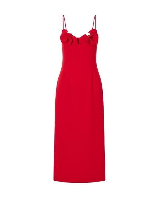 Magda Butrym Red Floral Appliqué Midi Dress