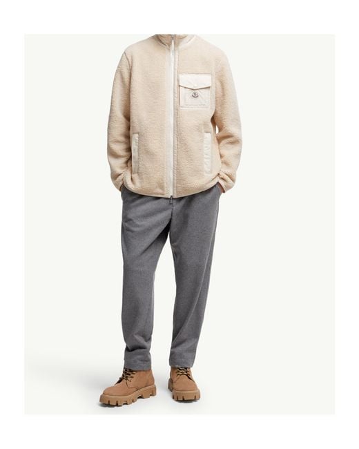 Moncler Natural Teddy Zip-Up Sweatshirt for men