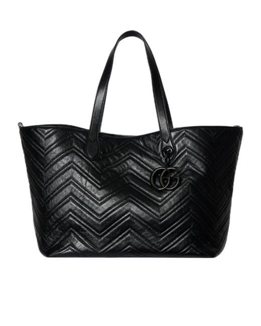 Gucci Black Gg Marmont Large Tote Bag