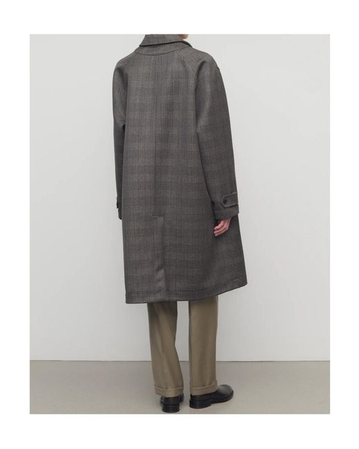 The Row Gray Wool-Silk Check Coat
