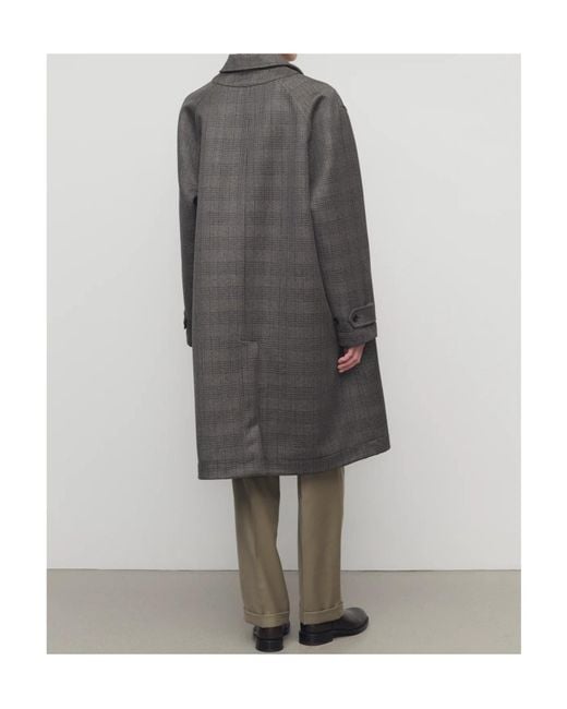 The Row Gray Wool-Silk Check Coat