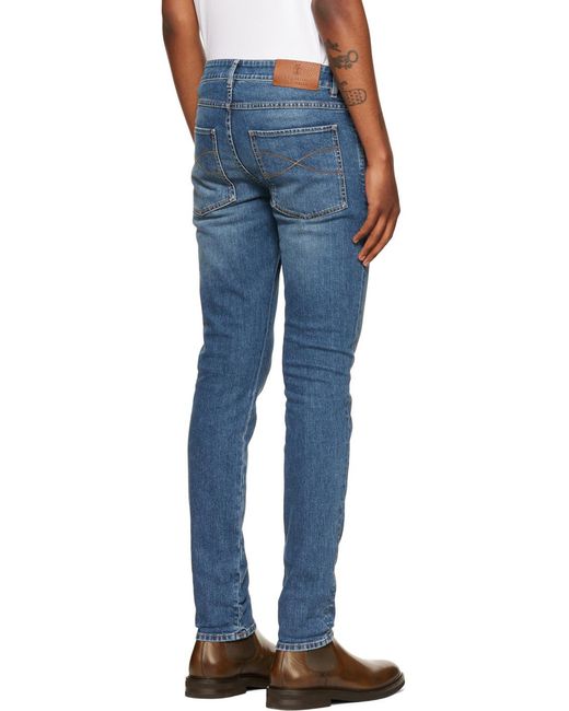 Brunello Cucinelli Blue Faded Wash Skinny Jeans for men