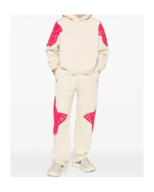 Kiko Kostadinov Pink X Fox Lab Perforated Fox Fleece Joggers for men