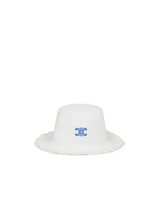 Céline White Triomphe Bucket Hat