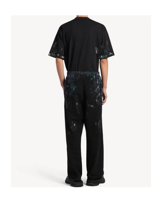 Balenciaga Black Paint-Splatter Wide-Leg Pants for men