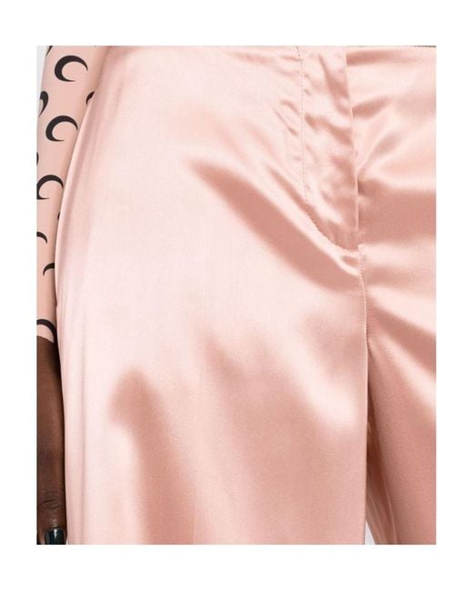 McQueen Pink Satin Wide Leg Trousers