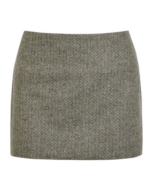 Reformation Gray Carla Herringbone Tweed Mini Skirt