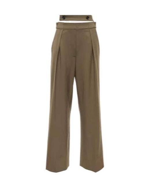 Proenza Schouler Natural Cutout High-Rise Wool-Blend Pants