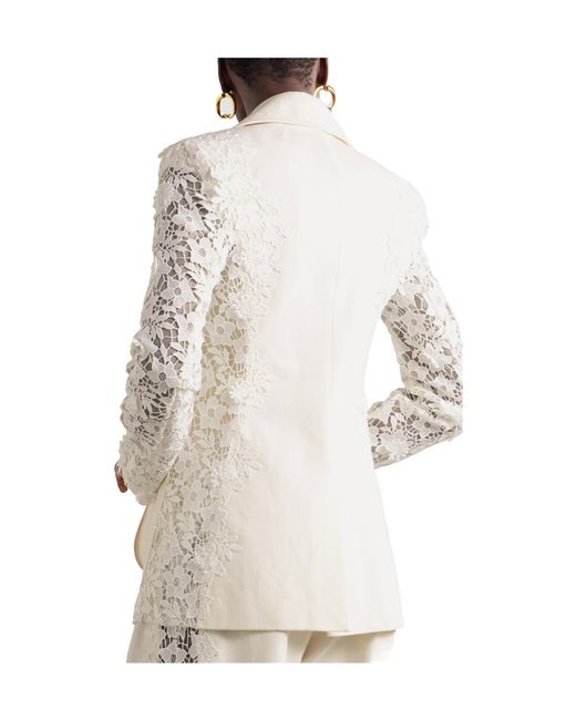 Safiyaa Natural Cannis Cotton-Drill And Guipure-Lace Blazer