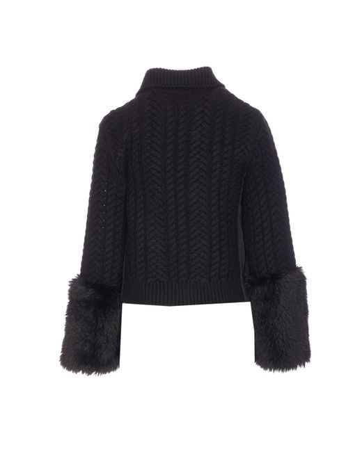 Moncler Blue Wool Blend Zip Cardigan