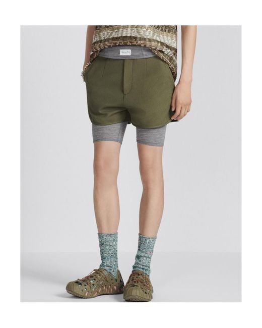 Dior Gray Homme Logo Patch Ribbed Shorts for men