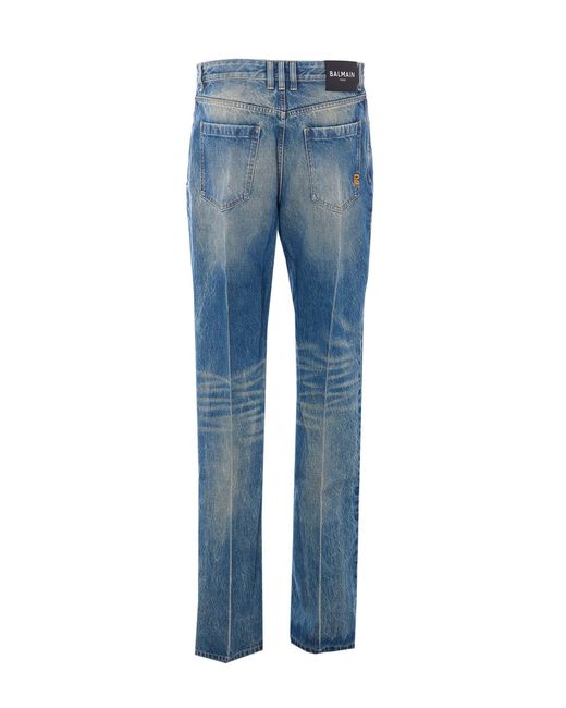 Balmain Blue Straight Leg Jeans for men